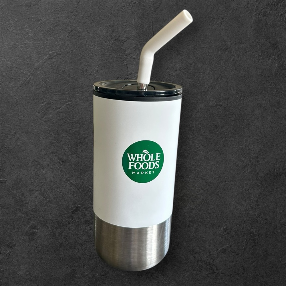 Whole Foods Market Stainless Steel Insulated Tumbler w/ Lid & Straw